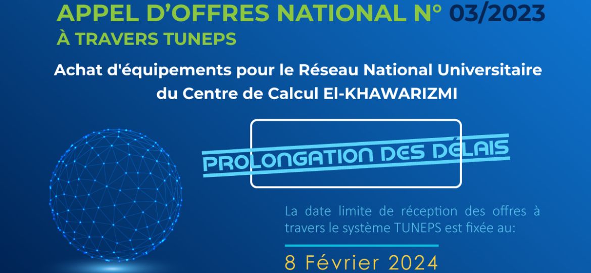 Prolongation des Délais - Appel d’Offres National N°03/2023