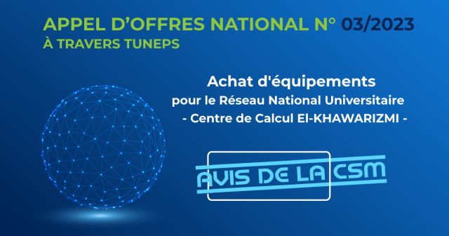 Appel d’Offres National N° 03/2023 à travers TUNEPS